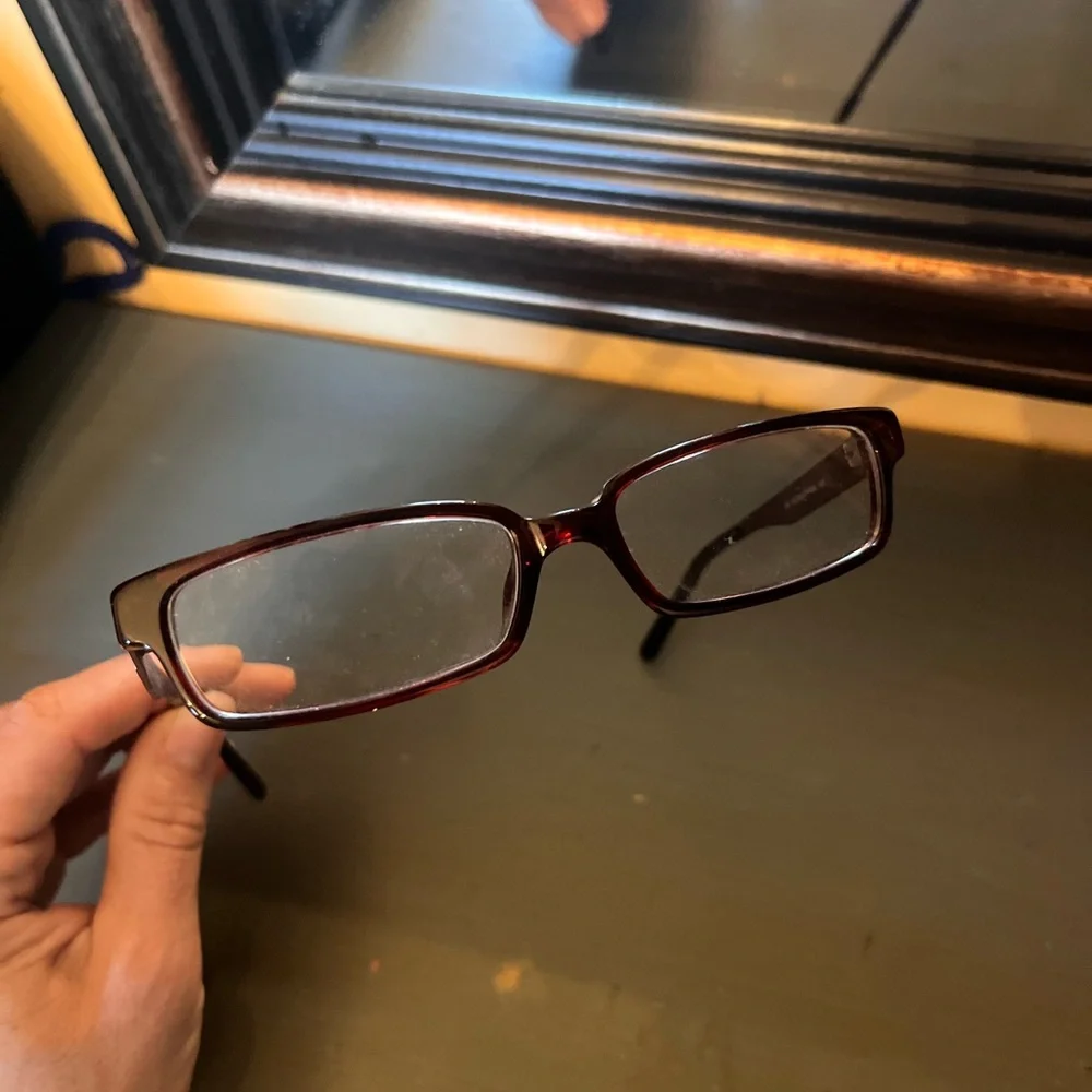 GUCCI Women's Rectangular Reading Glasses in Dark Red / Dark Rose Gold arms